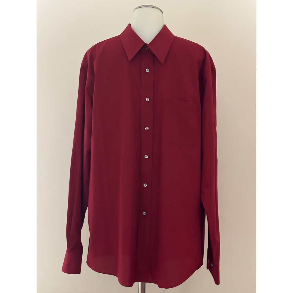 Croft & Barrow Dress Shirt Mens 17.5 36 Burgundy Wrinkle Resistant Excellent